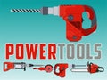 Vector illustration with electric drill hammer and Different Power Tools Royalty Free Stock Photo