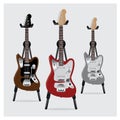 Vector Illustration Electric Guitar set with Stand Royalty Free Stock Photo