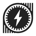 Electric motor engine icon in geometric and flat style.