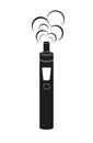 Vector illustration of Electronic cigarette in black color. Vaporizer e-cigarette device. Royalty Free Stock Photo