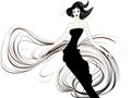 Vector illustration of Elegance women in hand-drawn style