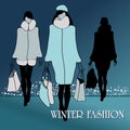 Elegant winter fashion women Royalty Free Stock Photo