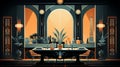 vector illustration of an elegant kitchen with an art deco-inspired design Royalty Free Stock Photo
