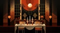 vector illustration of an elegant kitchen with an art deco-inspired design