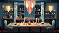 vector illustration of an elegant kitchen with an art deco-inspired design