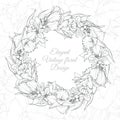 Vector illustration elegant wreath with flowers