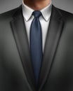 Vector illustration of elegantly dressed man in black suit and necktie isolated on background Royalty Free Stock Photo