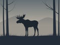 Vector an elk silhouette standing in a forest Royalty Free Stock Photo