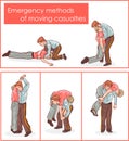 Vector illustration of a emergency methods of moving casualties