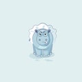 Vector Illustration Emoji character cartoon ballerina Hippopotamus with angry emotion