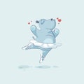 Vector Illustration Emoji character cartoon ballerina Hippopotamus jumping for joy Royalty Free Stock Photo