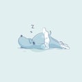 Vector Illustration Emoji character cartoon ballerina Hippopotamus sleeps on stomach Royalty Free Stock Photo