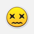 Sticker of emoticon with cross eyes for expressing emotion of death