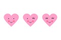 Vector illustration of emoticons pink icon set in flat style. Love heart smiley set Valentines Day Royalty Free Stock Photo