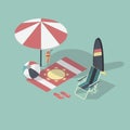 Vector illustration of empty beach scene Royalty Free Stock Photo