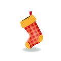 Vector illustration of the empty Christmas stocking isolated on the white background. Long sock for gifts and presents. Royalty Free Stock Photo