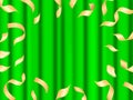 Vector illustration. Empty green closed curtains background with serpentine