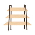 vector illustration of an empty wooden book shelf isolated in white
