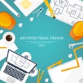 Vector illustration. Engineering and architecture. Drawing, construction. Architectural project. Design, sketching Royalty Free Stock Photo