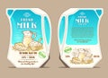Vector illustration in the engraving style, design packaging for milk, lean pack in the form of a jug Royalty Free Stock Photo