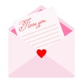 Vector illustration. Envelope with a congratulatory letter. Valentine's Day. I love you. Royalty Free Stock Photo