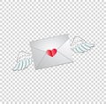 Vector Illustration of envelope with heart stamp and white angel Royalty Free Stock Photo