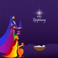 Vector illustration of Epiphany, a Christian festival. Jesus Christ soon after he was born Royalty Free Stock Photo