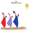 Vector illustration of Epiphany, a Christian festival. Jesus Christ soon after he was born Royalty Free Stock Photo