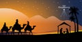 Vector illustration of Epiphany, a Christian festival. Jesus Christ soon after he was born Royalty Free Stock Photo