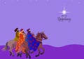 Epiphany, a Christian festival. Jesus Christ soon after he was born. Abstract 3 kings looking at star in dark night background Royalty Free Stock Photo