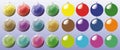 Colorful christmas balls. Gradient and solid color set of isolated realistic decorations