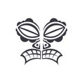 Maori tribal patterns. Tattoo mask with closed eyes in Polynesian style. Isolated. Vector illustration. Royalty Free Stock Photo