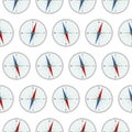 Mariner's compass flat icon seamless pattern. Royalty Free Stock Photo
