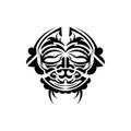 Samurai mask. Traditional totem symbol. Black tattoo in samoan style.