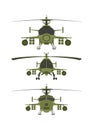 Set Helicopters military 2D illastration on white isolate background