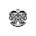 Tribal mask. Monochrome ethnic patterns. Black tattoo in samoan style. Isolated. Vector.