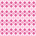Seamless abstract pattern of four-pointed stars and other shapes in shading pink colors with white outlines. Flat design vector.