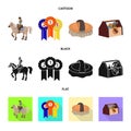 Vector design of equipment and riding icon. Set of equipment and competition stock symbol for web. Royalty Free Stock Photo