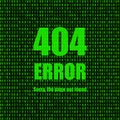 Vector Illustration: Error 404, Page not Found, Binary Background with Message.