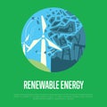 Renewable energy banner. Wind power generation Royalty Free Stock Photo