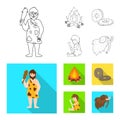 Vector illustration of evolution and neolithic icon. Set of evolution and primeval stock vector illustration. Royalty Free Stock Photo
