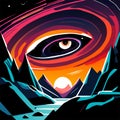 Vector Illustration Of The Eye Of God. Colorful Abstract Background. Generative AI