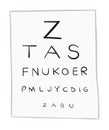 Vector illustration eye test chart, letters. Hand drawn