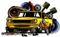 Vector illustration of Car Spares Frame and parts Royalty Free Stock Photo