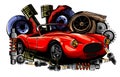 Vector illustration of Car Spares Frame and parts Royalty Free Stock Photo