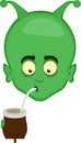 vector illustration face alien or extraterrestrial cartoon drink mate beverage argentinian