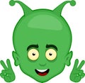 vector illustration head alien or extraterrestrial cartoon you hand gesture Royalty Free Stock Photo