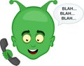 vector illustration head face alien or extraterrestrial cartoon talk telephone Royalty Free Stock Photo