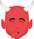 Vector illustration face cartoon demon yawning