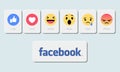 Vector illustration of facebook emoticon reactions. Neumorphism concept